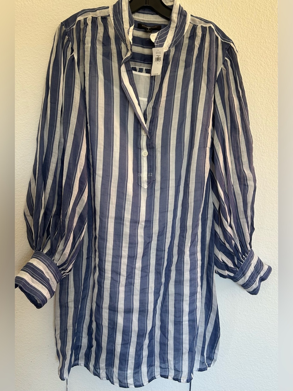 Banana Republic Navy and White Striped Shirt Dress